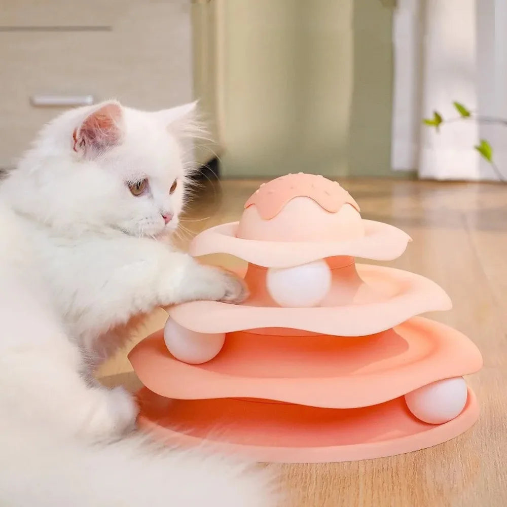 Three-Layer Cat Turntable with Ball Toy