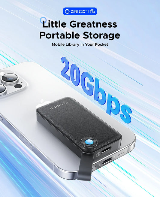 ORICO 2TB Portable SSD, Up to 2000MB/s, USB 3.2 Gen 2x2, Ultra-Mini, Compact with 2 in 1 USB C Cable, External Solid State Drive