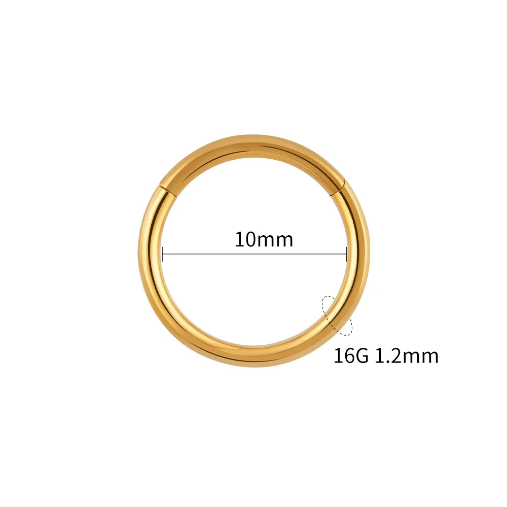 Right Grand ASTM F136 Titanium Hinged Hoop Nose Rings 20G 18G 16G Septum Ring Body Piercing Jewelry Helix Cartilage Rook Earring