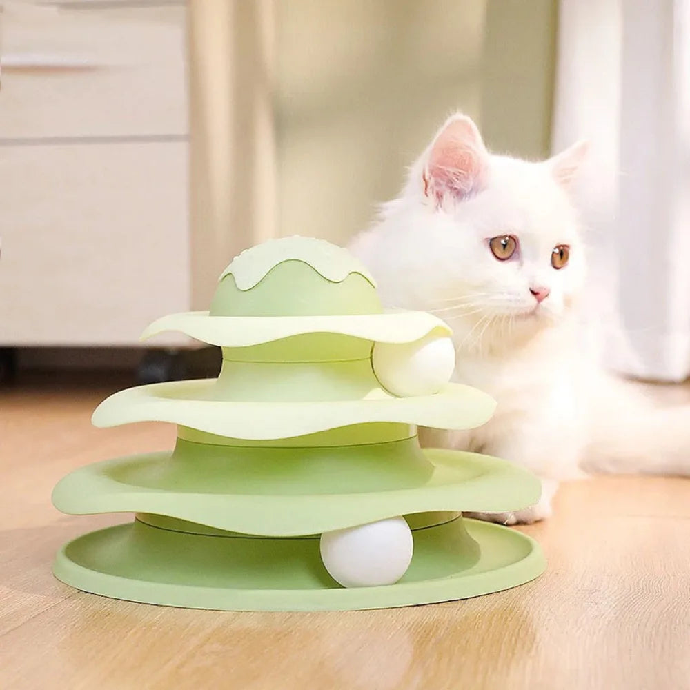 Three-Layer Cat Turntable with Ball Toy