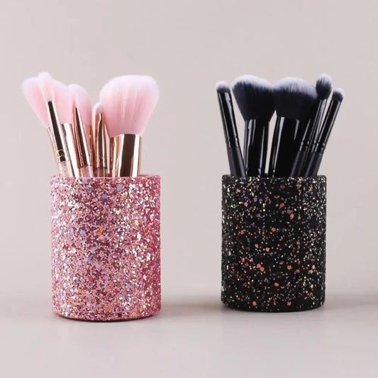 Sparkling Makeup Brush Bucket Cosmetic Storage Pen Box for Desktop Pencil Vase Comb Lipstick Brush Container Home Storage Box