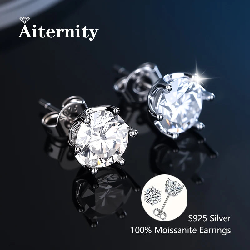 Moissanite Earrings for Women Pass Diamond Test Pen 100% With Certificate Ear Studs 925 Sterling Silver Fine Jewelry