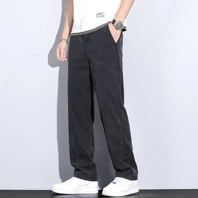 Soft Lyocell Loose Straight Jeans