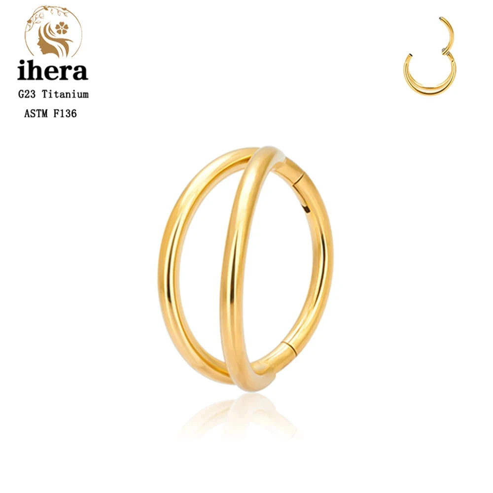 G23 Titanium Nose Ring Clicker Ear Cartilage Tragus Helix Daith Round Earrings Hoops CZ 16G Hinged Segment Body Piercing Jewelry