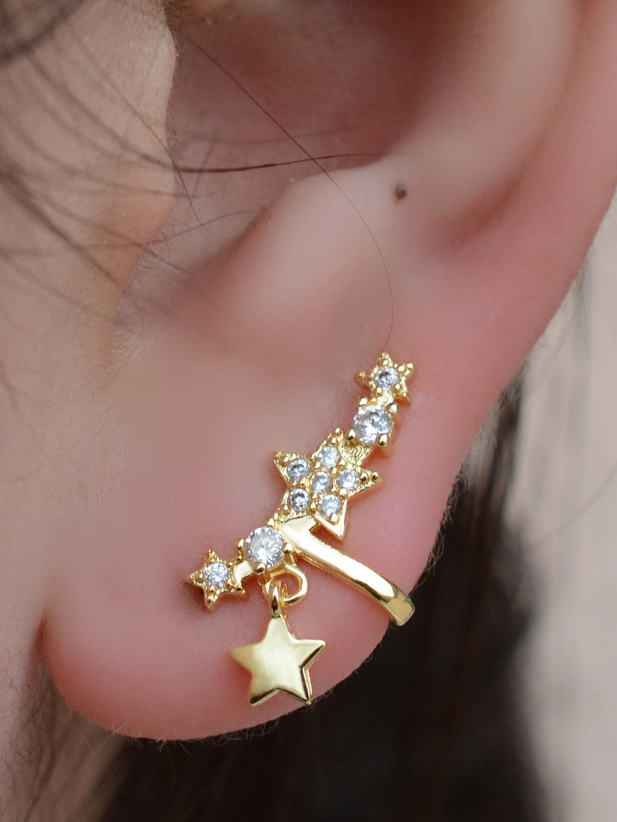 1Pc Fashion Geometry Crystal CZ Leaf Clip Earring For Women Without Piercing Punk Vintage Star Ear Cuff Wrap Adjustable Jewelry