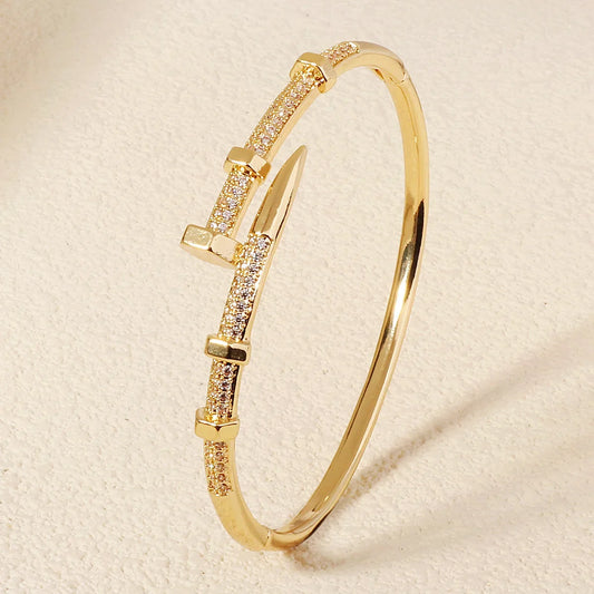 Women's Jewelry Nail Bracelets Trendy Zircon Screw Bracelet for Women Daily Party Festive Jewelry