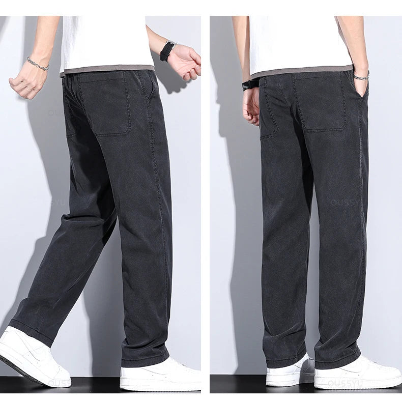 Soft Lyocell Loose Straight Jeans
