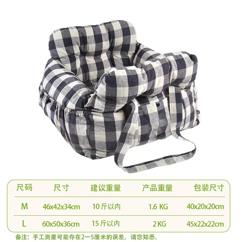 Car Dog Bed Safety Seat, Portable Pet Carrier with Seatbelt, Soft Cushion for Small Medium Dogs, Non-Slip Car Travel Accessories