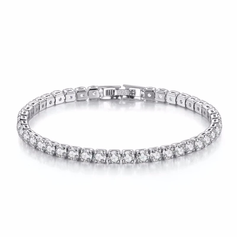 925 Sterling Silver Tennis Bracelet 2/4mm Cubic Zirconia for Women Mens Crystal Chain on The Hand Hip-hop Streetwear Jewelry
