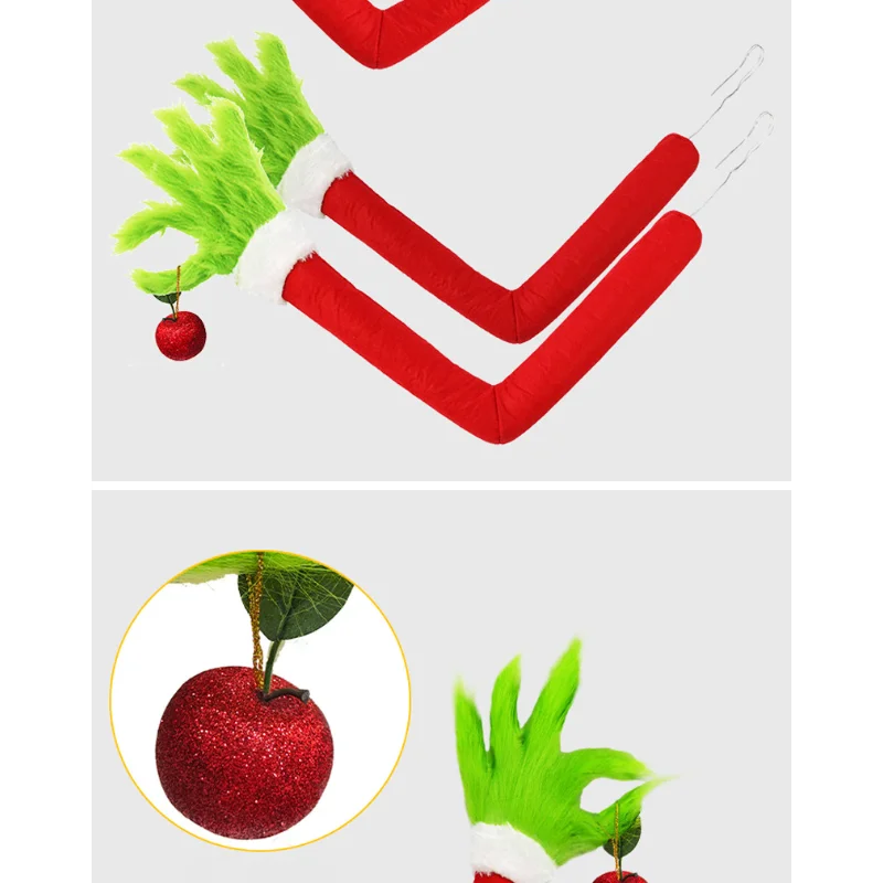 2025 Spot Green Fur Monster Arm Pendant Christmas Decoration Grinch Grinch Doll Green Fur Monster Arm