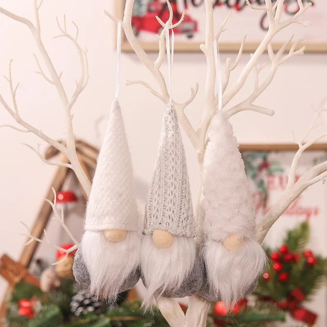 3pcs Christmas Hanging Decorations, Swedish Handmade Plush Santa Elves, Holiday Tree Ornaments, Home Christmas Decor