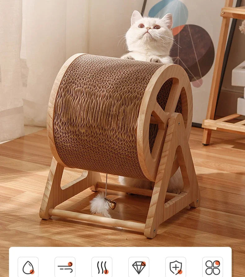 Wood Climbing Wheel Cat Toy