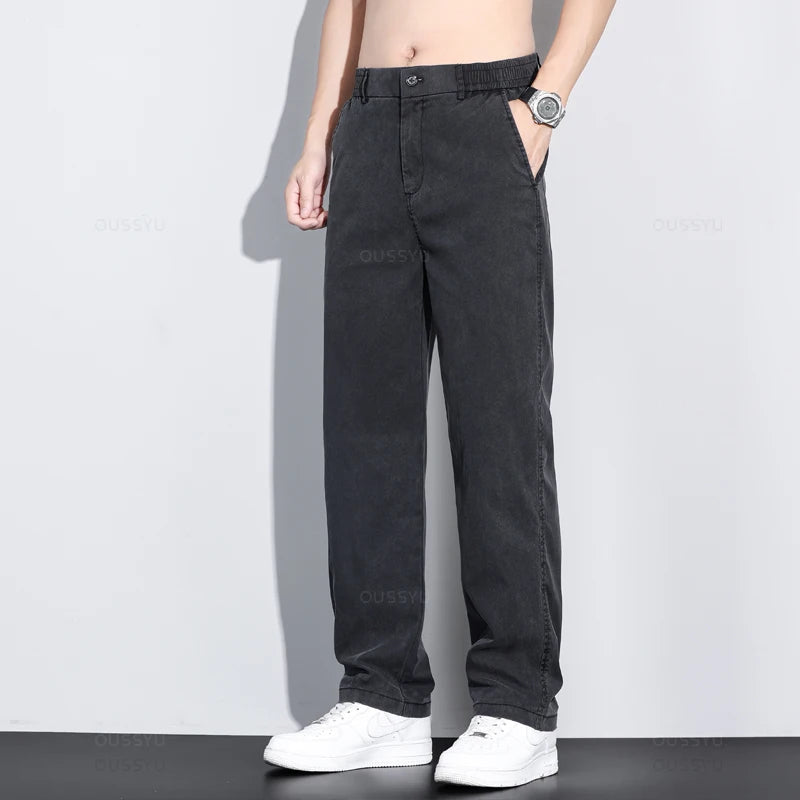 Soft Lyocell Loose Straight Jeans