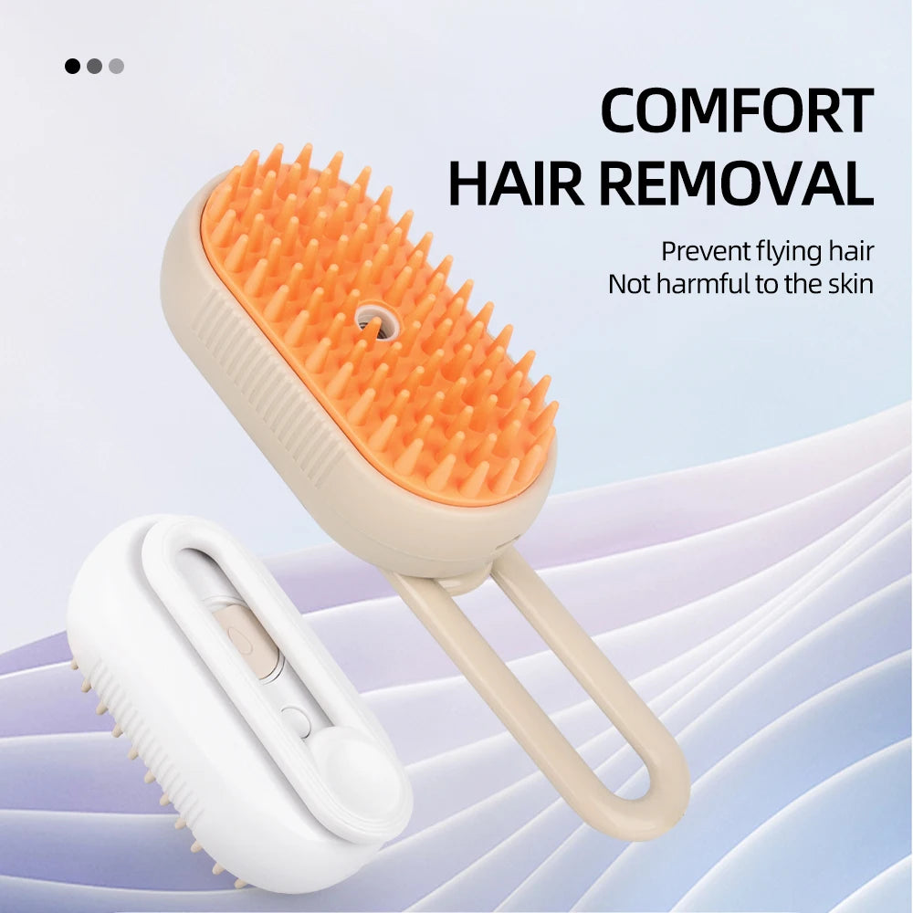 MUO Studios rechargeable pet spray brush with ergonomic handle and soft silicone bristles for comfort hair removal