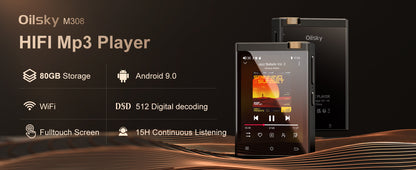 Hi-Fi MP3 Player with Bluetooth and WiFi, Oilsky Lossless DSD High-Resolution Digital Audio with 64GB Memory Card up to 1TB