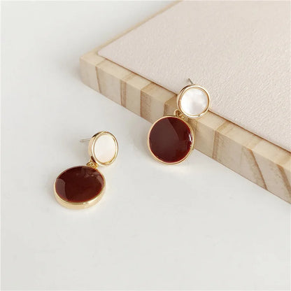Autumn Winter New Brown Earrings Vintage Matte drop Earrings for women Metal Fashion Statement Dangle Earring