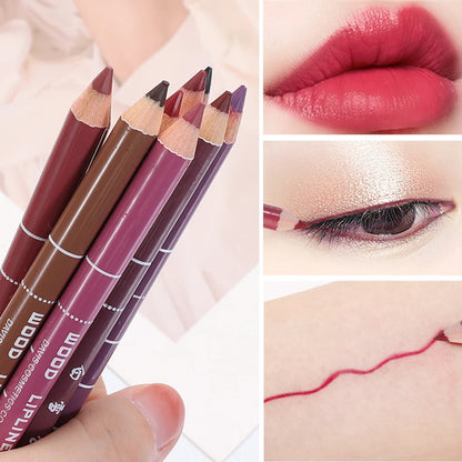 1PC Matte Natural Wood Lip liner Pen Waterproof Long Lasting Lipstick Pencil Contour Matte Lady Charming Women's Makeup Tool