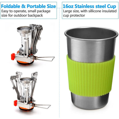 Outdoor Camping Cooking Set Optional Stove Combo Portable Cookware Tableware For Hiking Picnic Backpacking BBQ Supplies