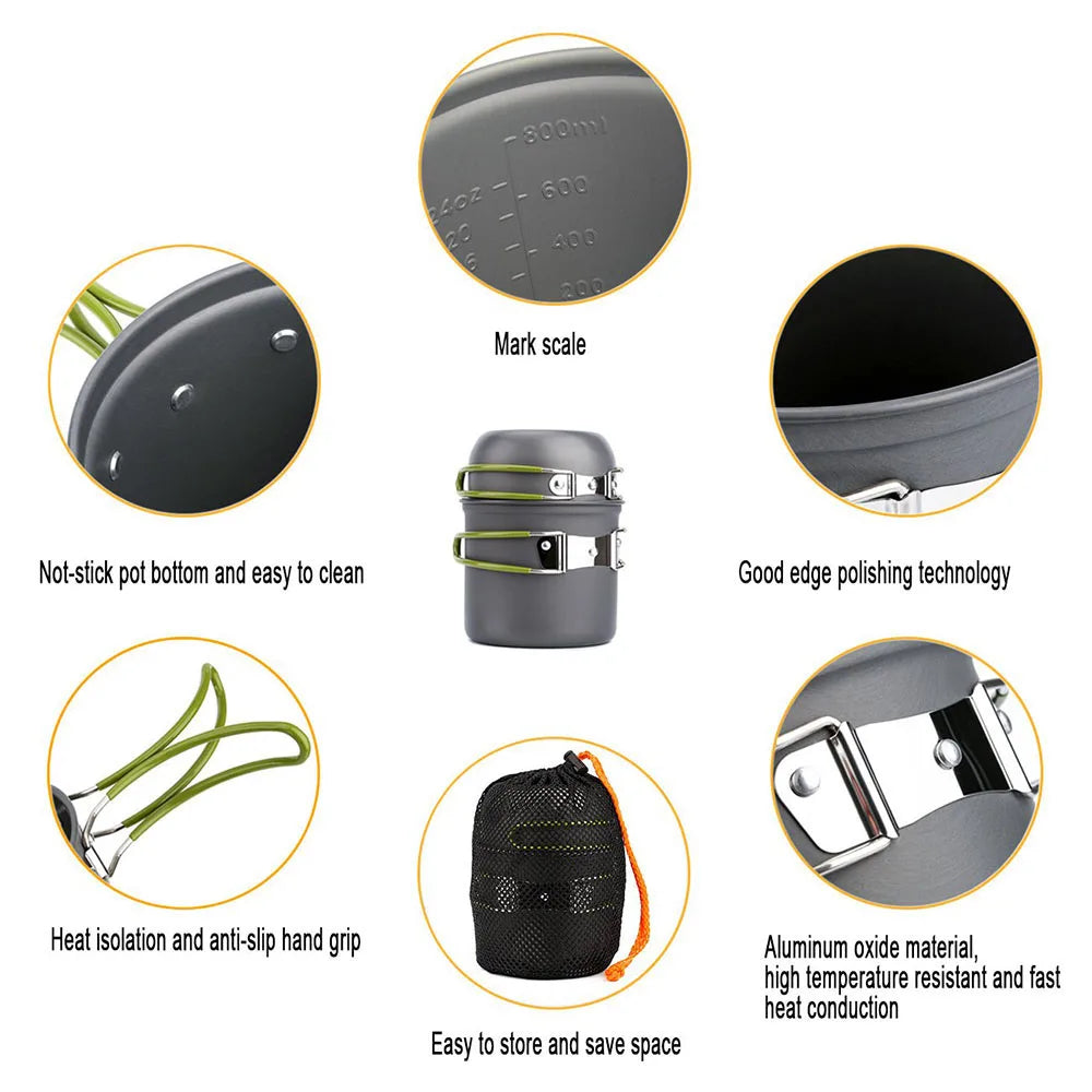 Outdoor Camping Cooking Set Optional Stove Combo Portable Cookware Tableware For Hiking Picnic Backpacking BBQ Supplies