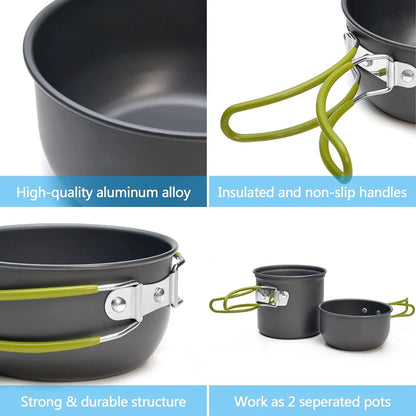 Outdoor Camping Cooking Set Optional Stove Combo Portable Cookware Tableware For Hiking Picnic Backpacking BBQ Supplies