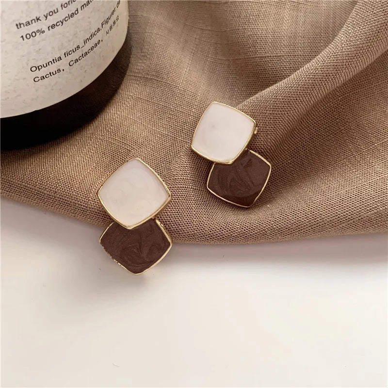 Autumn Winter New Brown Earrings Vintage Matte drop Earrings for women Metal Fashion Statement Dangle Earring