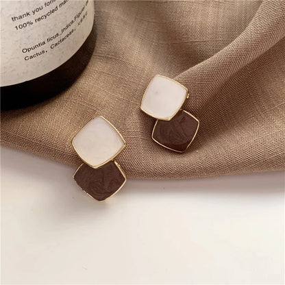 Autumn Winter New Brown Earrings Vintage Matte drop Earrings for women Metal Fashion Statement Dangle Earring