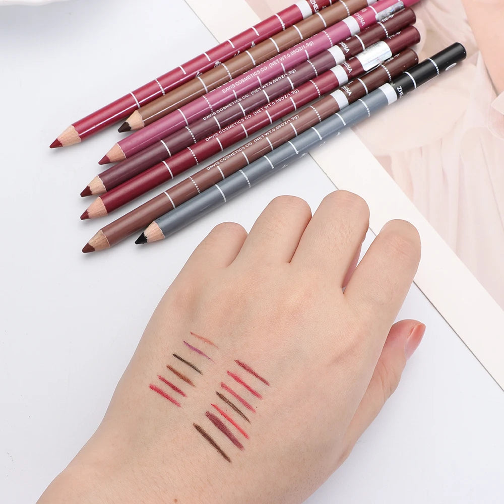 1PC Matte Natural Wood Lip liner Pen Waterproof Long Lasting Lipstick Pencil Contour Matte Lady Charming Women's Makeup Tool