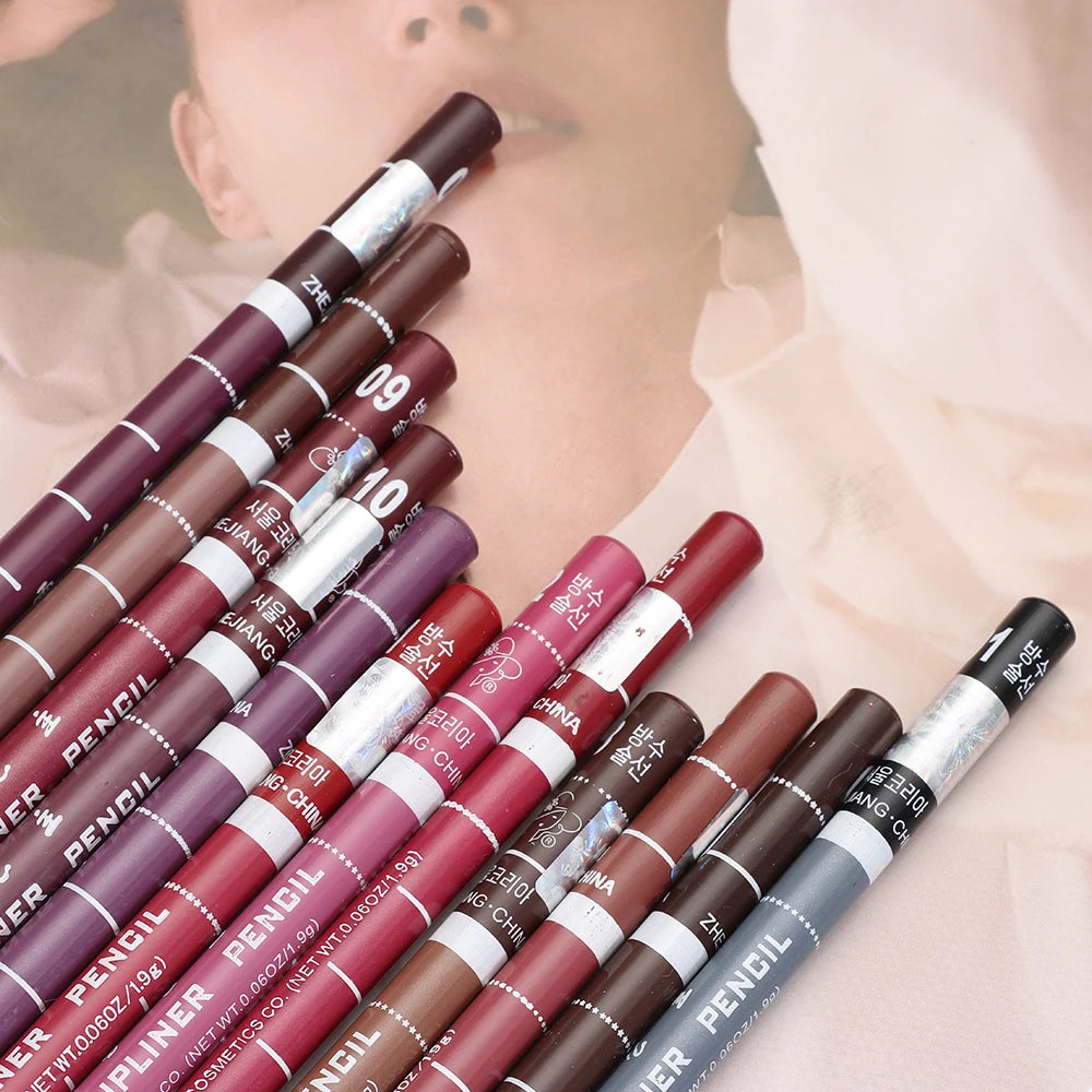 1PC Matte Natural Wood Lip liner Pen Waterproof Long Lasting Lipstick Pencil Contour Matte Lady Charming Women's Makeup Tool