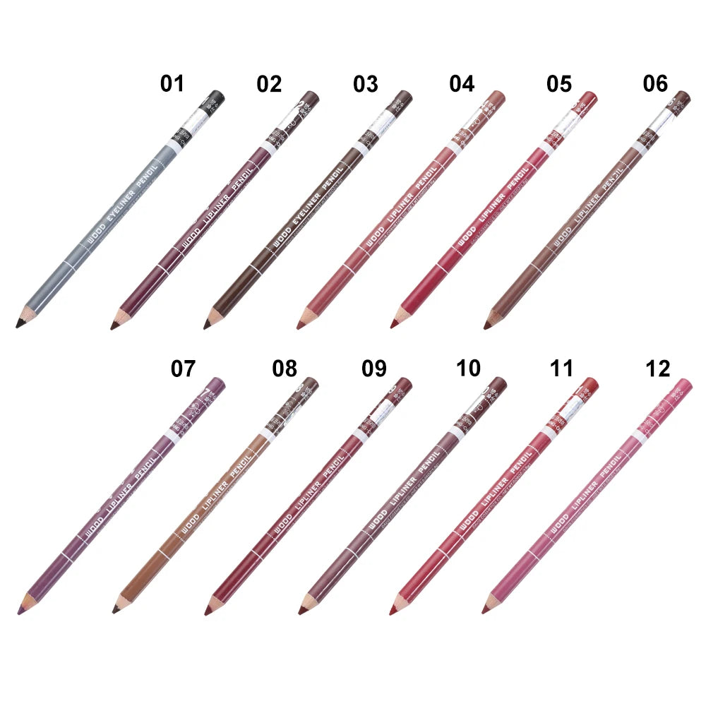 1PC Matte Natural Wood Lip liner Pen Waterproof Long Lasting Lipstick Pencil Contour Matte Lady Charming Women's Makeup Tool
