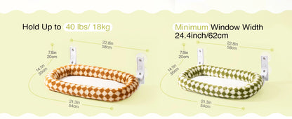 Mewoofun Foldable Cat Window Perch with 4 Strong Suction Cups Cordless Cat Window Hammock Removable Soft Cover White Brown Green