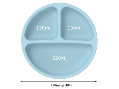 Food Grade Silicone Child Dish Set Baby Feeding Bowl Suction Plate Straw Cup Wooden Spoon Fork for Kids Tableware Toddler Dishes