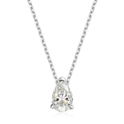 Smyoue Certified 1CT 2CT Pear Cut D VVS1 Moissanite Necklace for Women 18k Gold Plated Jewelry 100%  Sterling Silver 925 Pendant