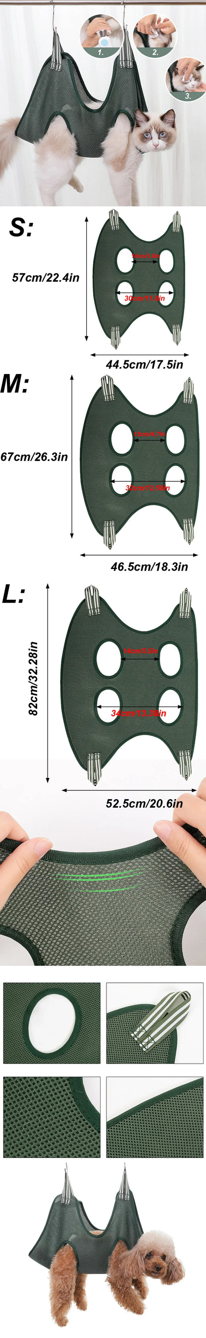 Pet Beauty Hammock Hanging Cat Grooming Nail Cutting Anti Scratch Bite Fixed Bag Bath Trimming Restraint Bag Pet Supplies