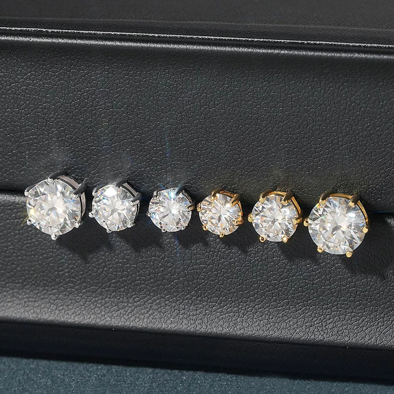 Moissanite Earrings for Women Pass Diamond Test Pen 100%  With Certificate Ear Studs 925 Sterling Silver Fine Jewelry