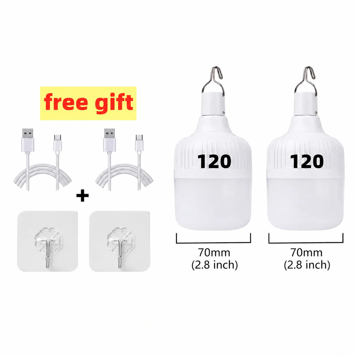Portable Outdoor BBQ Camping Lights USB Rechargeable Lamp LED Emergency Bulb Hook High Power Tents Lantern Night Lights Bulb