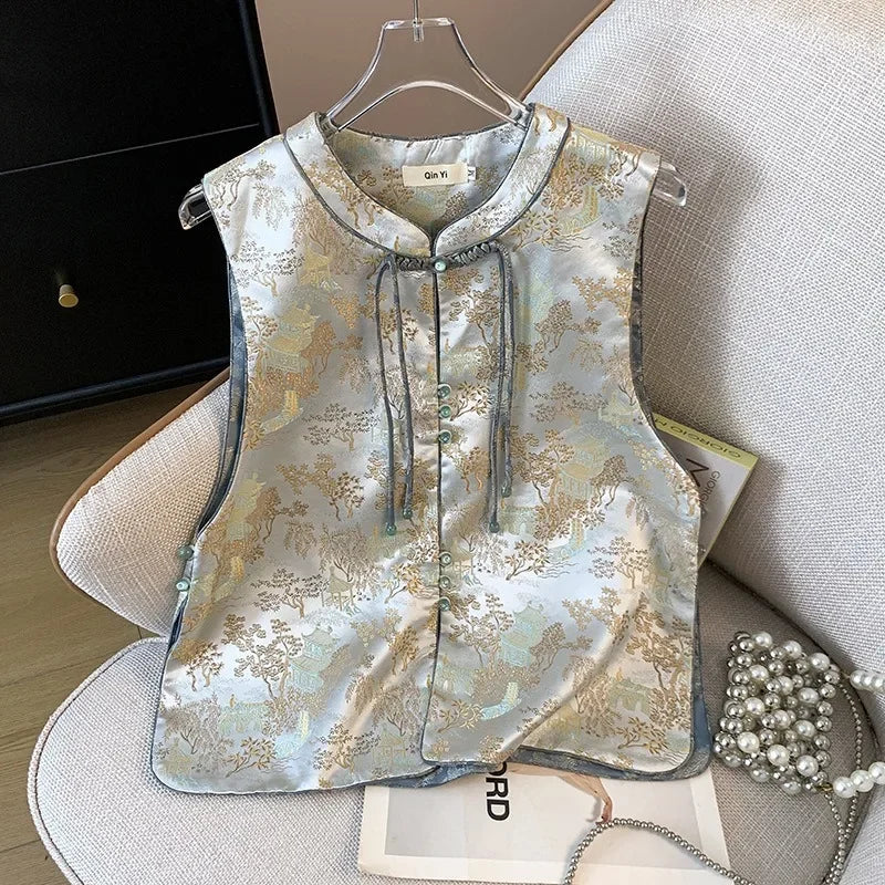 Thin Streetwear Casual Vintage Quality Chinese Ethnic Style Jacket Vests for Women Clothing Coats Fashion Clothes Embroidery