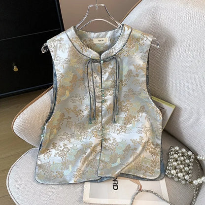 Thin Streetwear Casual Vintage Quality Chinese Ethnic Style Jacket Vests for Women Clothing Coats Fashion Clothes Embroidery