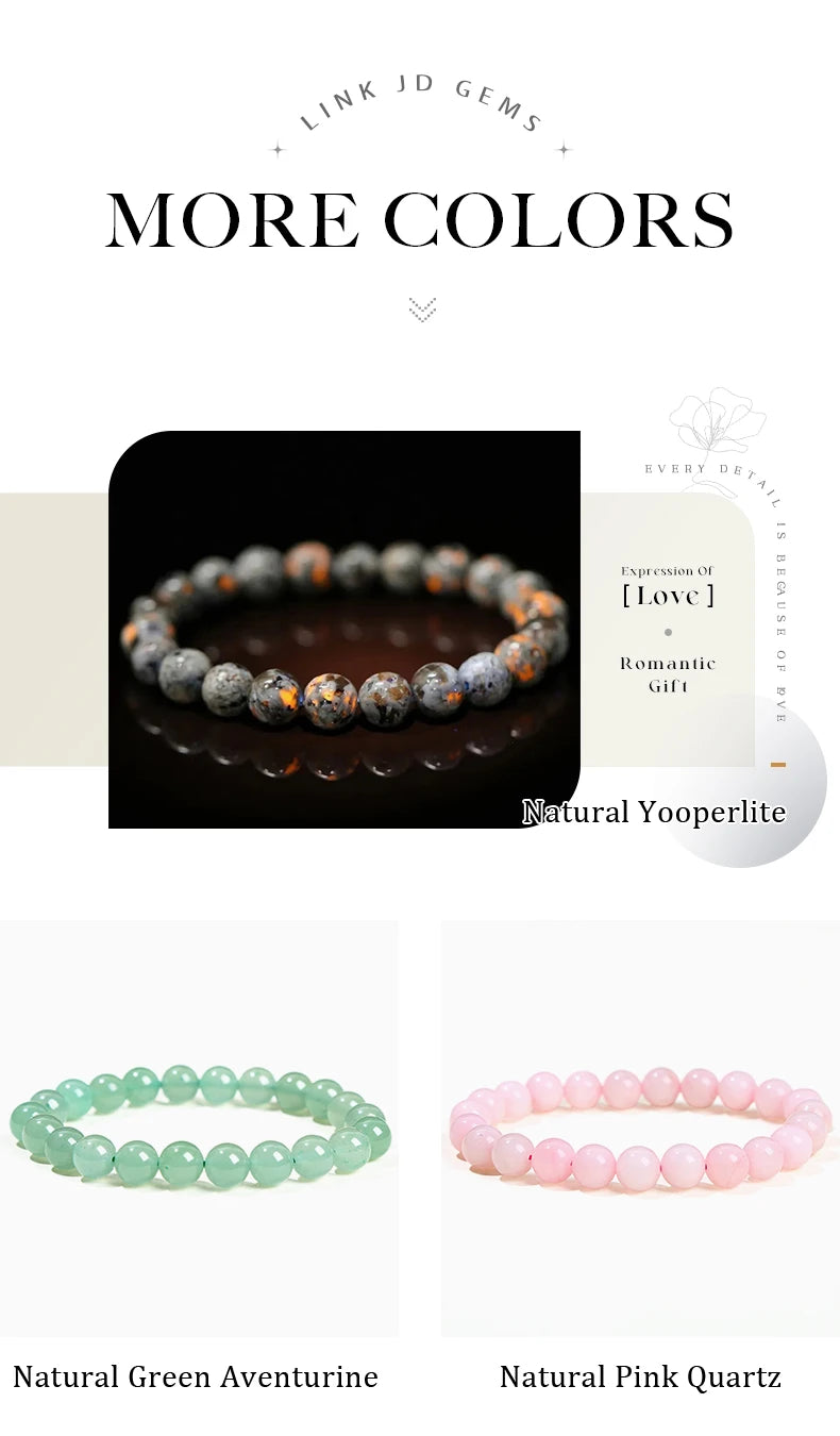 JD Natural Stone Beads Bracelet Amethyst Tiger Eye Crystal Quartz Agate Gem Beads Bangles Women Men Reiki Healling Jewelry Gift