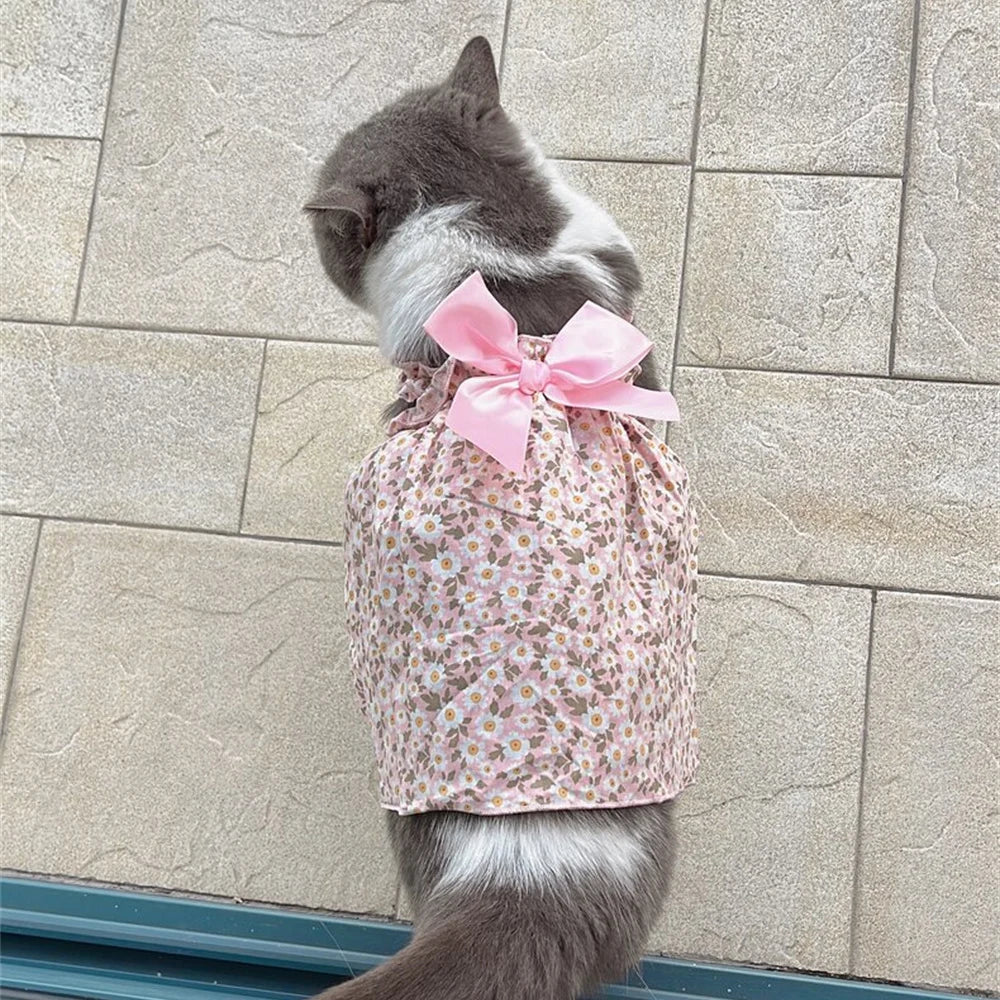 Summer Cotton Sphynx Cat Suspender Skirt Love Flower Pet Princess Dresses for Cats Gotas Katten Kedi Dog Dress mascotas Clothes