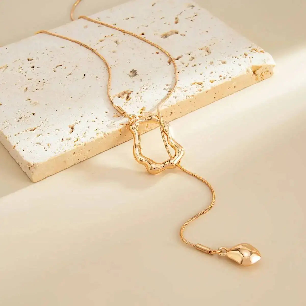 Unique Sexy Long Chain Geometric Pendant Choker Necklace for Women Vintage Adjustable Sweater Cross Chain Jewelry Gift