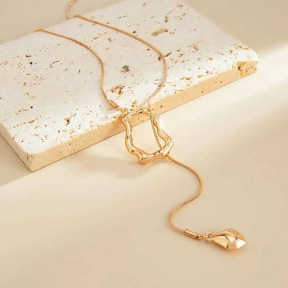 Unique Sexy Long Chain Geometric Pendant Choker Necklace for Women Vintage Adjustable Sweater Cross Chain Jewelry Gift