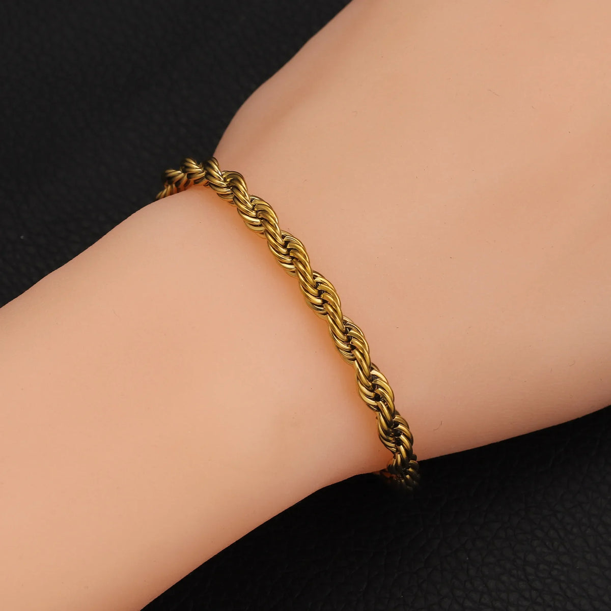 Stainless Steel Bracelet For Women Men 2/3/4/5/6MM Gold Color Twisted Rope Chain Bangle Fashion Never Fade Jewelry Accessories