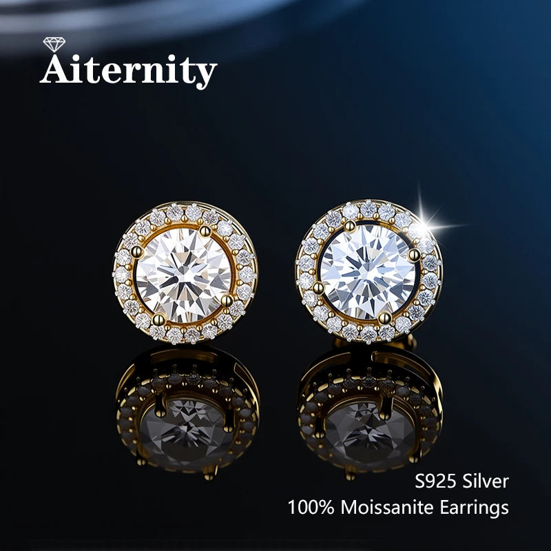 Moissanite Earrings for Women Pass Diamond Test Pen 100%  With Certificate Ear Studs 925 Sterling Silver Fine Jewelry