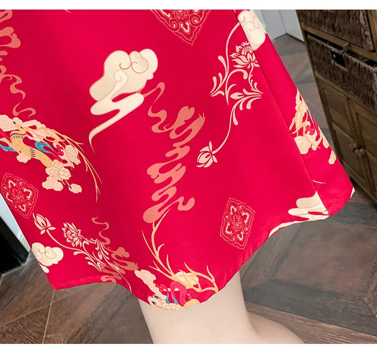 Chinese Traditional Dress Qipao for Women Fashion Vintage Lace Cheongsam Vestidos Autumn Sexy Elegant Party Wedding Clothing