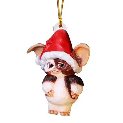 New 2D Christmas Gremlins Ornament Fairy Light Santa Hat Gizmo Figurine Hanging Pendant Decor Christmas Tree Party Acesssories