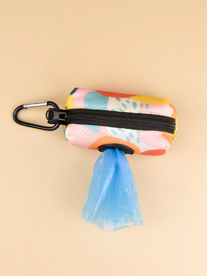 Abstract Designer Print Cute Design Pet Poop Bag Holder Dispenser Without Poop Bag And Leashes Can Attached With Any Dog Leashes