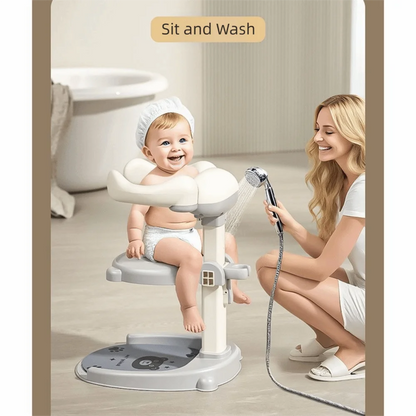Non-Slip Baby Bath Stand Adjustable Free-Standing Baby Standing Shower Stand Safe Multifunctional Infant Bath Support