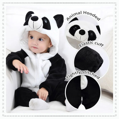 MICHLEY Carniva Baby Rompers Winter Clothes Flannel Hooded Bodysuits Pajamas Animals Overall Jumpsuit For Girls Boys Kids