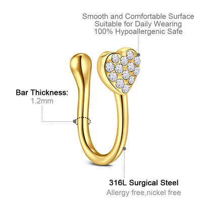 1Pcs Stainless Steel Nose Ring Hoop C Shape Septum Rings Non Piercing Ear Clip Earring Fake Nose RingsWomen Piercing Jewelry