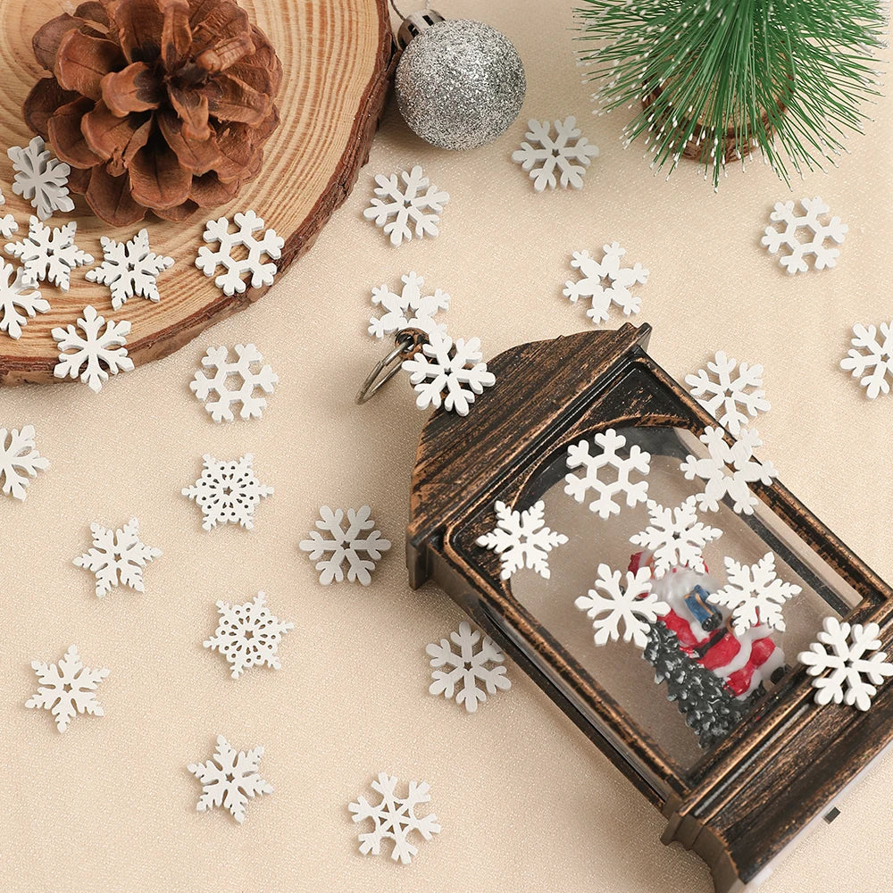 50/100PCS Wooden Snowflakes For Christmas, DIY Ornaments, Home Room Decor, Perfect For Craft Projects And Tree Decoration